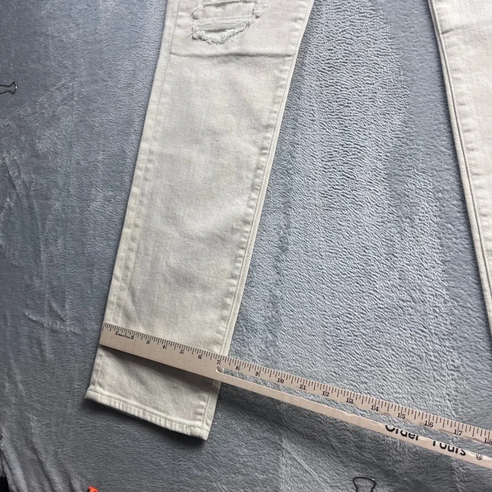 7 For All Mankind Slimmy Slim Straight Distressed Ecru Jeans‎ 31x34 AT511376AP